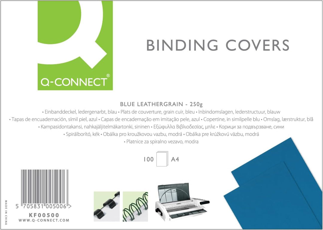 Q-Connect KF00500 Kartondeckel, 250 g/qm, 100 Stück blau, blau