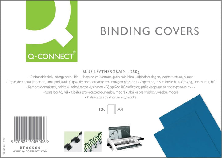 Q-Connect KF00500 Kartondeckel, 250 g/qm, 100 Stück blau, blau