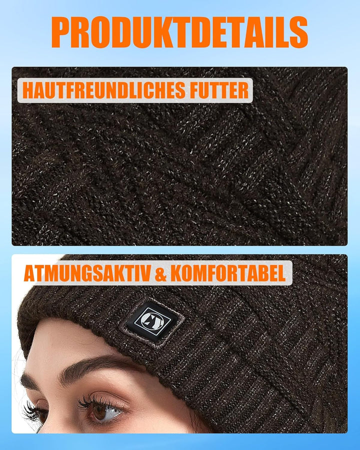 Beheizbare Mütze - Nackenwärmer Beheizbarer Schal & Beheizte Mütze für Männer und Frauen mit 4000mAh