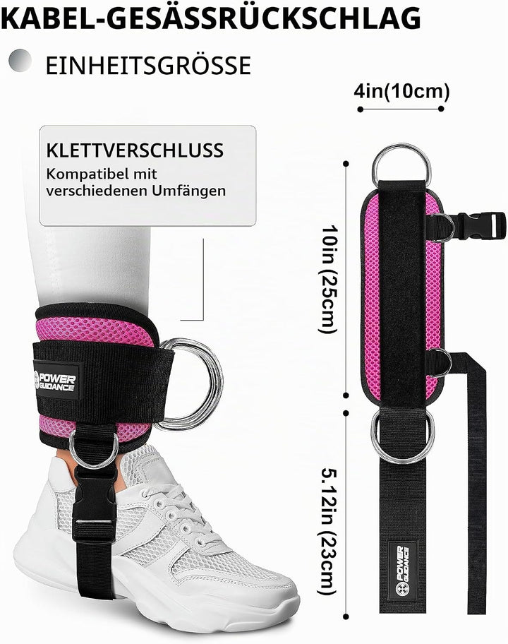 POWER GUIDANCE Fussschlaufen Kabelzug, Kickbacks Fussschlaufe mit D-Ringen für Kabelmaschine, Fusssc