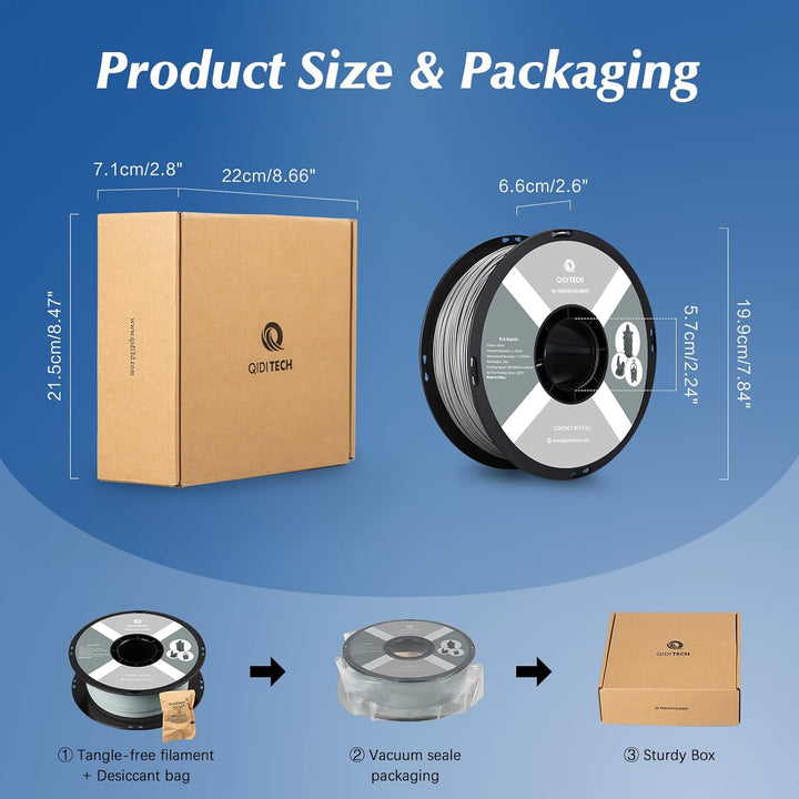 QIDI TECH PLA Rapido Filament 1.75mm, 3D Drucker Filament PLA, geeignet für Hochgeschwindigkeitsdruc
