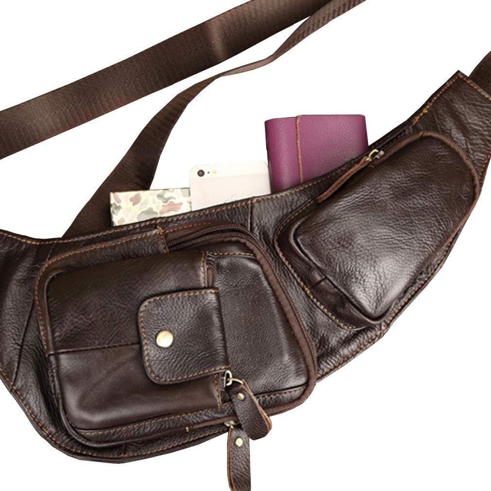 Hebetag Leder Sling Bag Wandern Daypack für Männer Frauen Braun, Braun