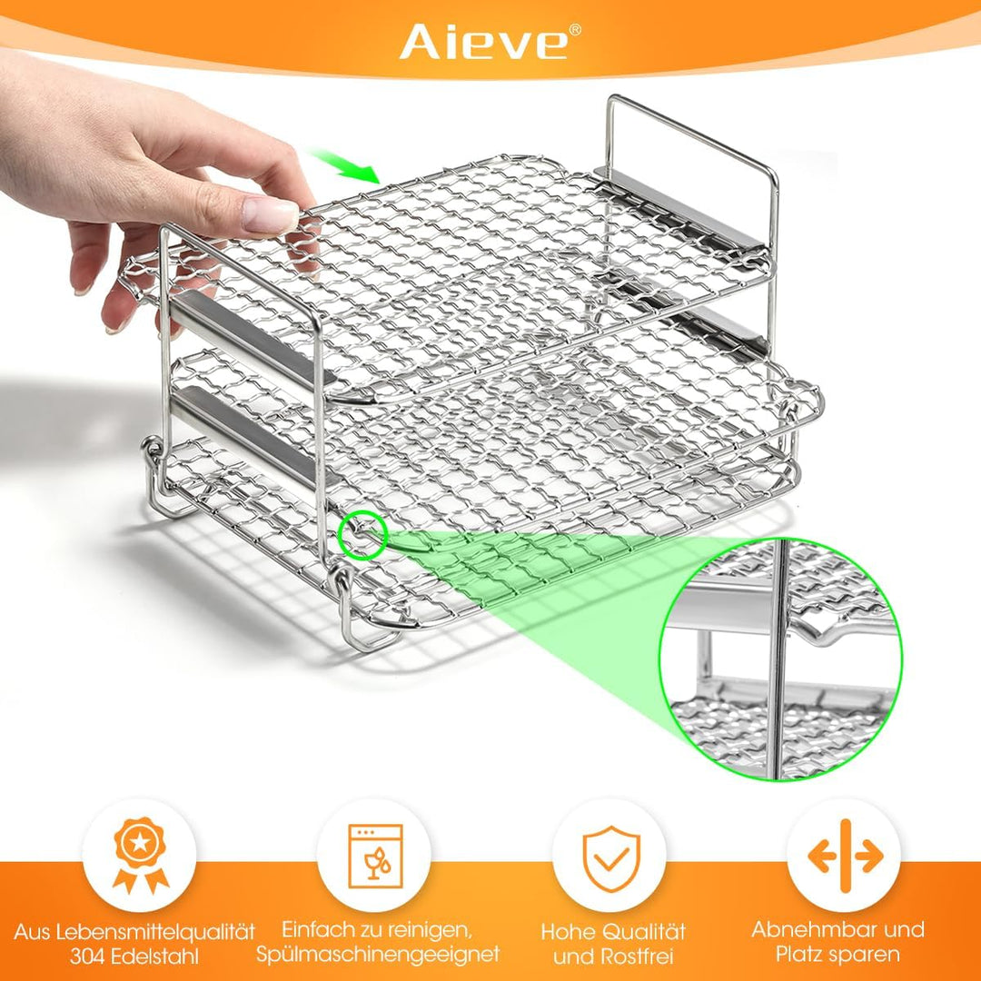 AIEVE Heissluftfritteuse Grillrost kompatibel mit Ninja Foodi Heissluftfritteuse AF400EU 9,5L Multif