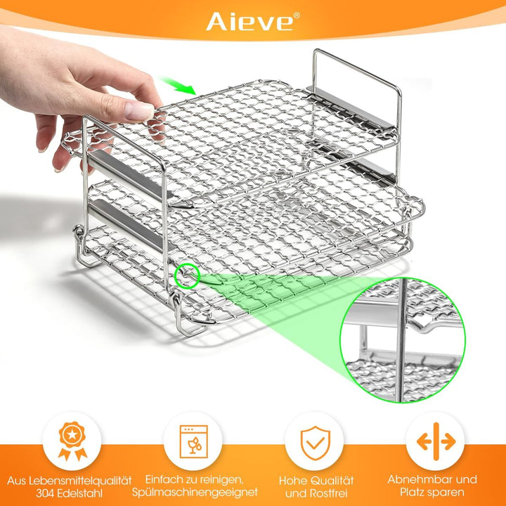 AIEVE Heissluftfritteuse Grillrost kompatibel mit Ninja Foodi Heissluftfritteuse AF400EU 9,5L Multif