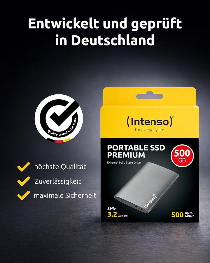 Intenso external SSD 1,8 512GB USB 3.0 Aluminium Premium, Festkörper-Laufwerk 500 GB Premium, 500 GB