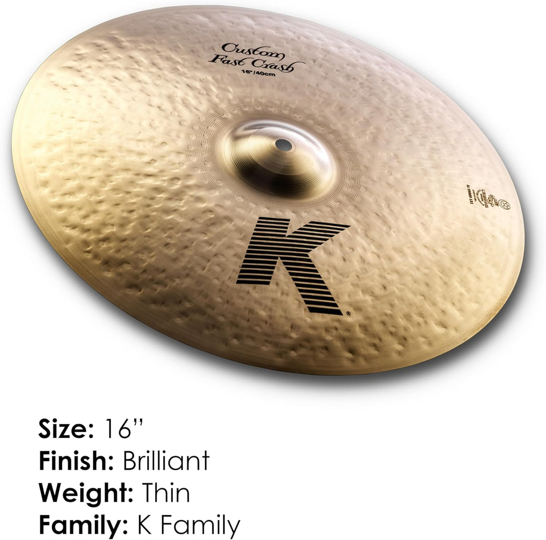 Zildjian K Custom Series - 16 Zoll Fast Crash Cymbal - Brilliant finish, 16 Zoll