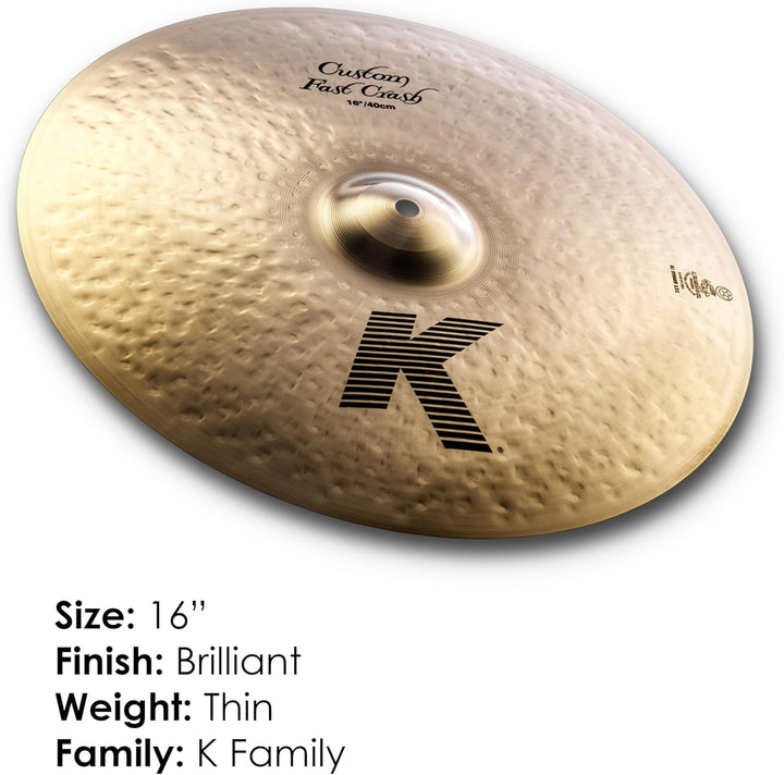 Zildjian K Custom Series - 16 Zoll Fast Crash Cymbal - Brilliant finish, 16 Zoll