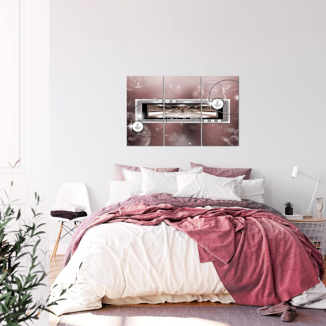 Runa Art Wandbilder Abstrakt Bild XXL Wohnzimmer Schlafzimmer Grau Rosa Perlen 120 x 80 cm 3 Teilig