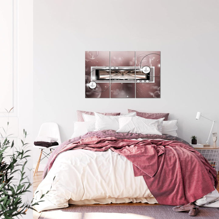 Runa Art Wandbilder Abstrakt Bild XXL Wohnzimmer Schlafzimmer Grau Rosa Perlen 120 x 80 cm 3 Teilig