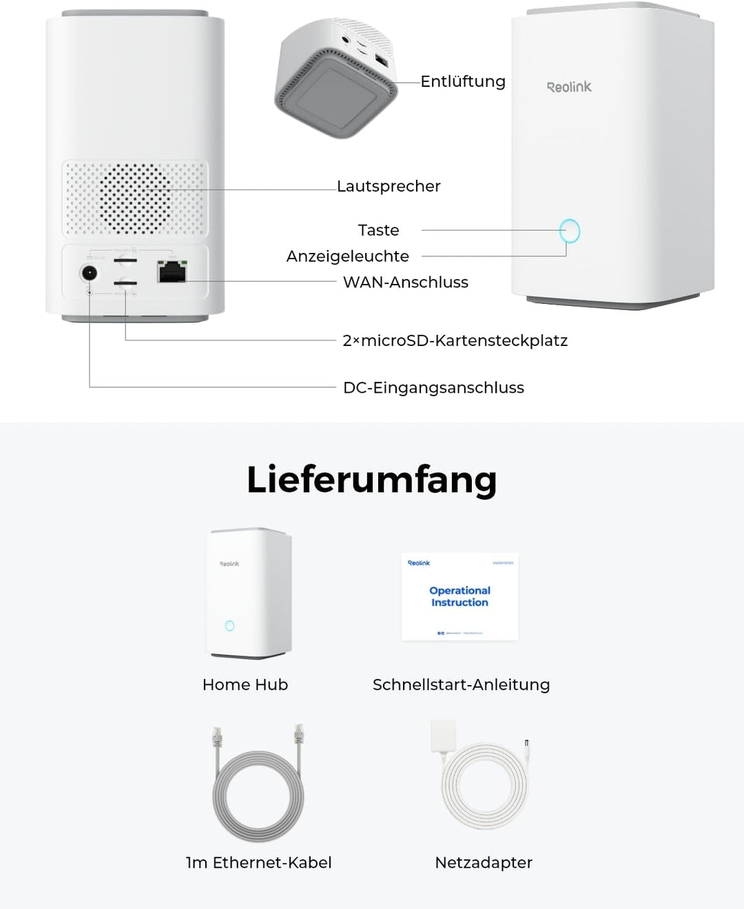 Reolink Home Hub für Überwachungskamera, 4K-Live-Ansicht & -Wiedergabe, Erweiterbarer Lokaler Speich