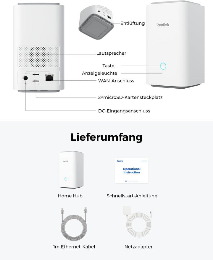 Reolink Home Hub für Überwachungskamera, 4K-Live-Ansicht & -Wiedergabe, Erweiterbarer Lokaler Speich