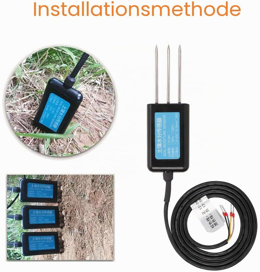 EVTSCAN 12-24V DC Bodenfeuchtesensor, 0-10V Ausgang Wasserdichtes Gewächshaus Bodenfeuchte Feuchtigk