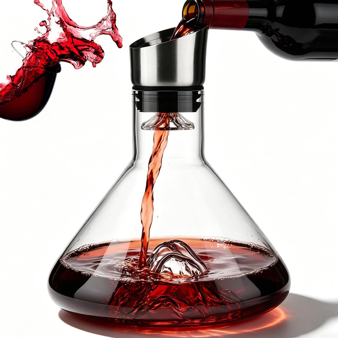 Wein Dekanter Kristallglas: Rotweinkaraffe mit integriertem Belüfter, Rotwein Dekantierer, Eisberg-D