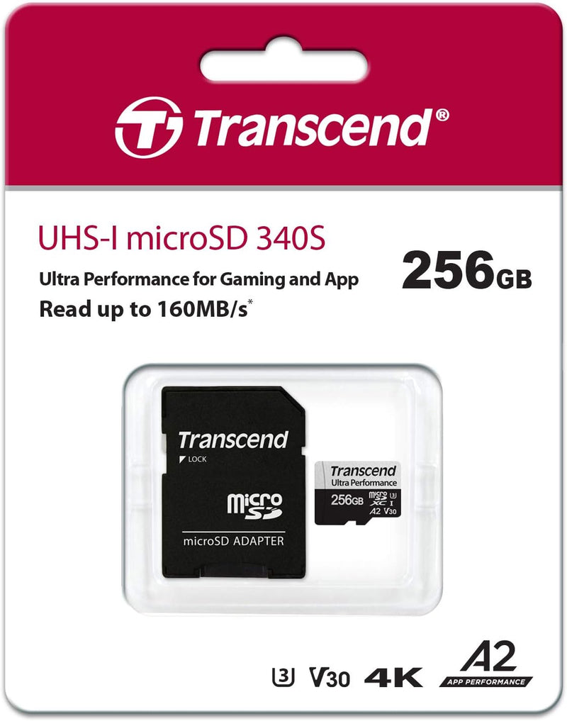 Transcend 256Go microSD mit Adapter UHS-I, TS256GUSD340S 256GB, 256GB