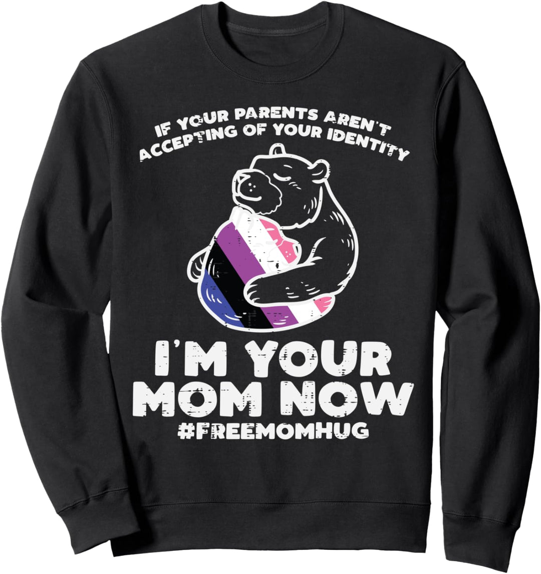 Parents Accepting Im Mom Now Bear Hug LGBTQ Genderfluid Sweatshirt