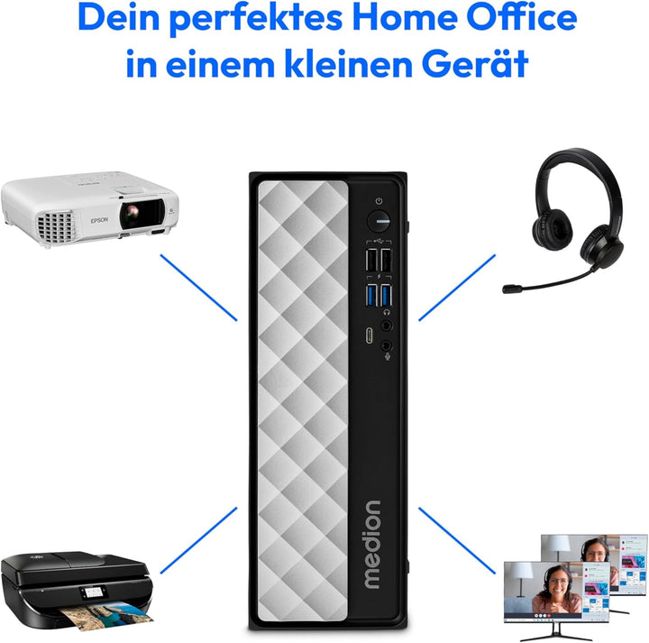 MEDION T80 Multimedia Mini PC (Intel Core i5-12450H, 16GB DDR4 RAM, 512GB SSD, Intel UHD, WLAN, Wind