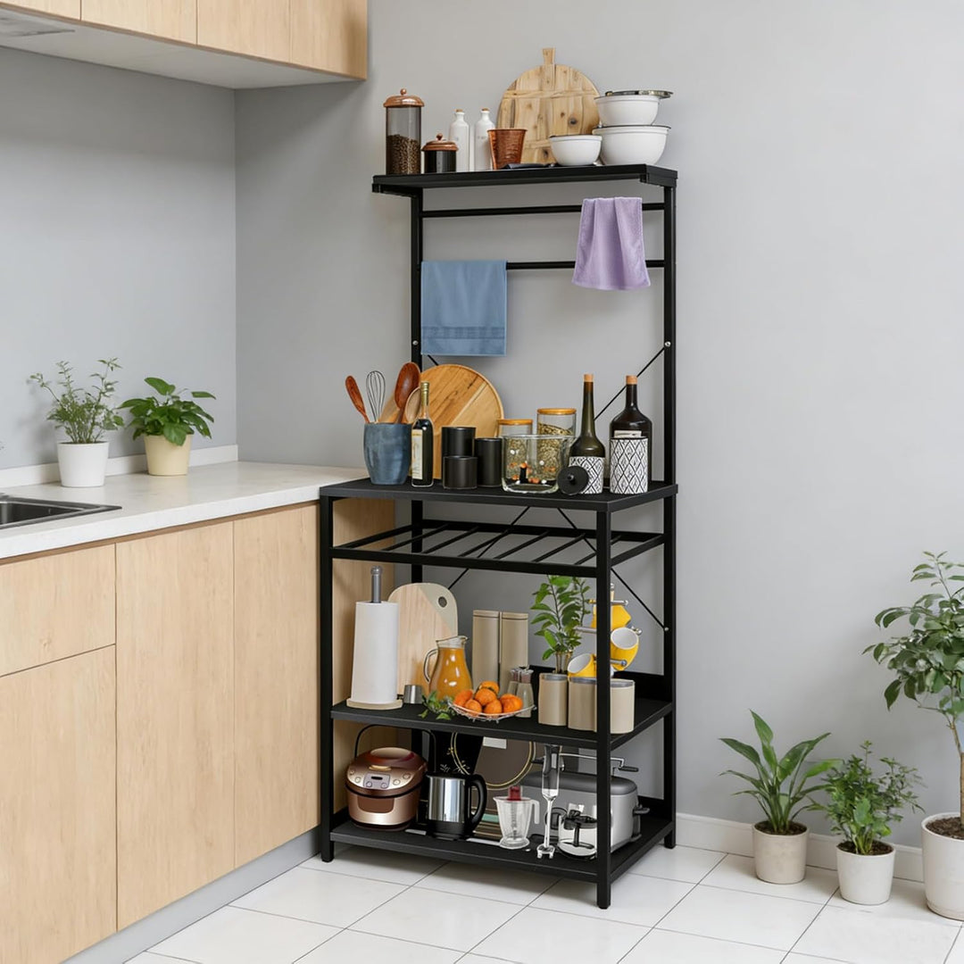 LANTUS Küchenregal, Kaffeebar mit Arbeitsplatte, Halterung für Mikrowelle, Organizer für Küche, für