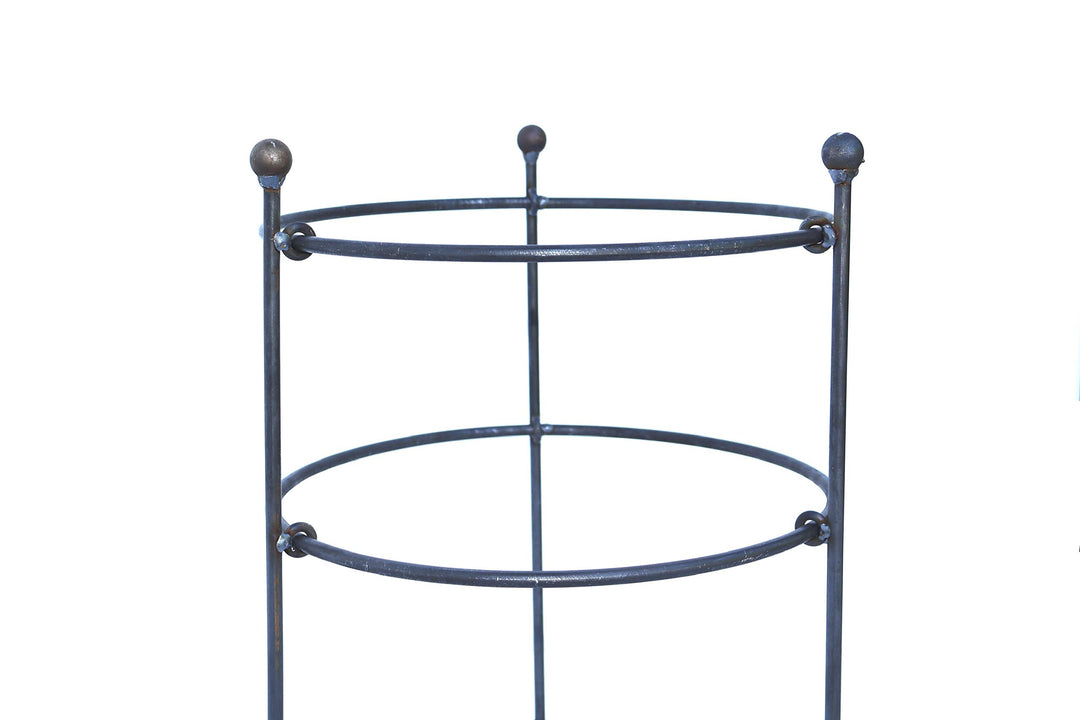 Hirsch Terracotta Staudenhalter sehr stabil Ø: 30 cm Höhe: 50 cm mit Doppelring aus Metall in Edelro