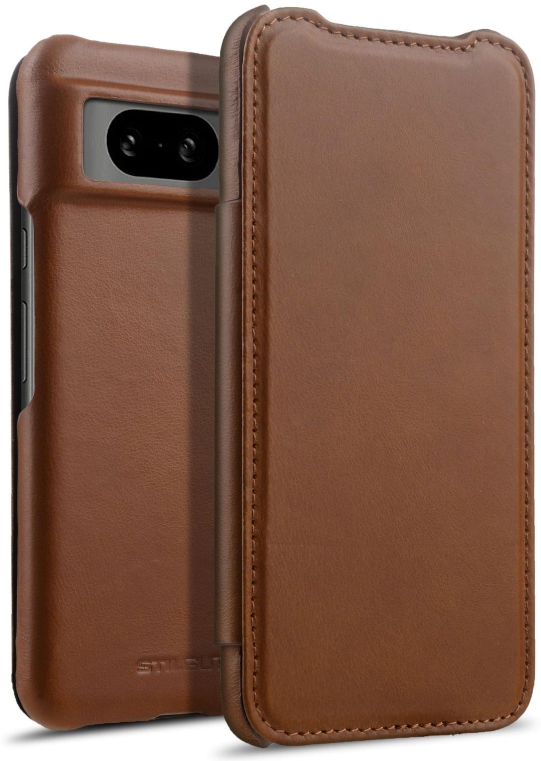 STILGUT Book Case kompatibel mit Google Pixel 8 Hülle aus Leder, Lederhülle, Klapphülle, Handyhülle