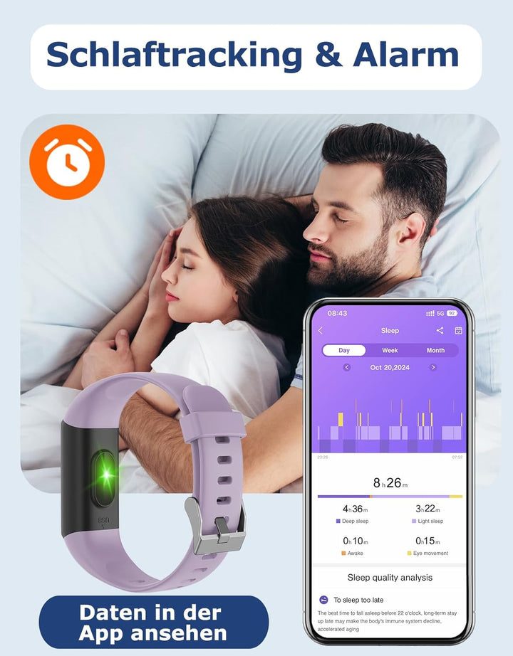 Cloudpoem Fitness Tracker,Fitnessuhr für Damen Herren mit Pulsuhr,Schrittzähler,Kalorienzähler,Schla