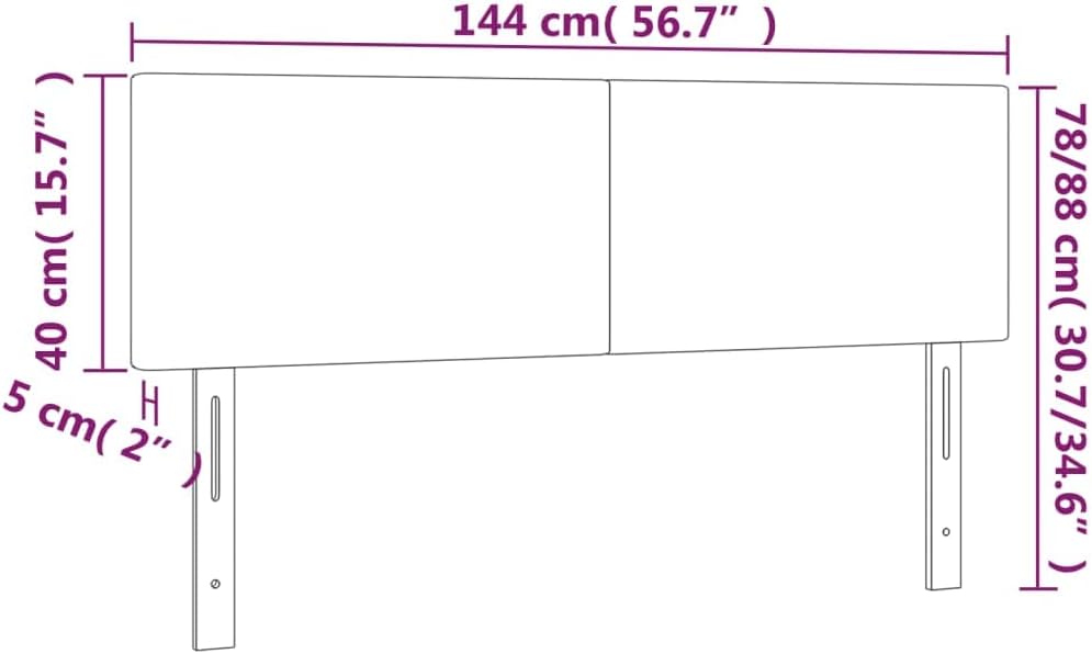 vidaXL Kopfteil 2 STK., Bettkopfteil mit Holzbeinen, Höhenverstellbar Polsterkopfteil für Bett, Bett