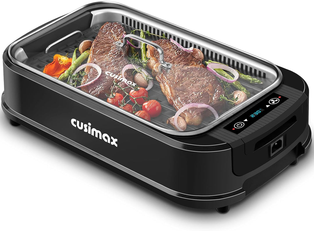 CUSIMAX Elektrogrill 1500W Tischgrill Elektrisch mit Deckel für den Innen- und Ausseneinsatz, elektr