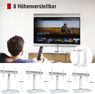 AOKCOS TV Standfuss TV Ständer Höhe 1130mm für 43-75 85 Zoll Fernseher, Neigbar Schwenkbar Höhenvers