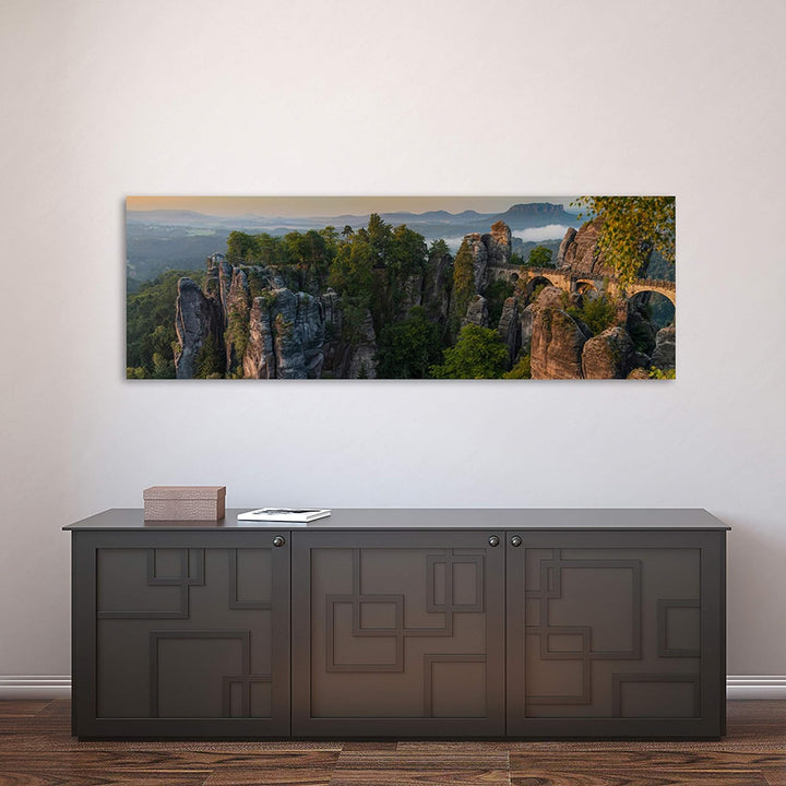 Feeby. Leinwandbild, Bilder, Wand Bild, Wandbilder, Kunstdruck 90x30 cm, BASTEI, SCHWEIZ, BERG, NATU