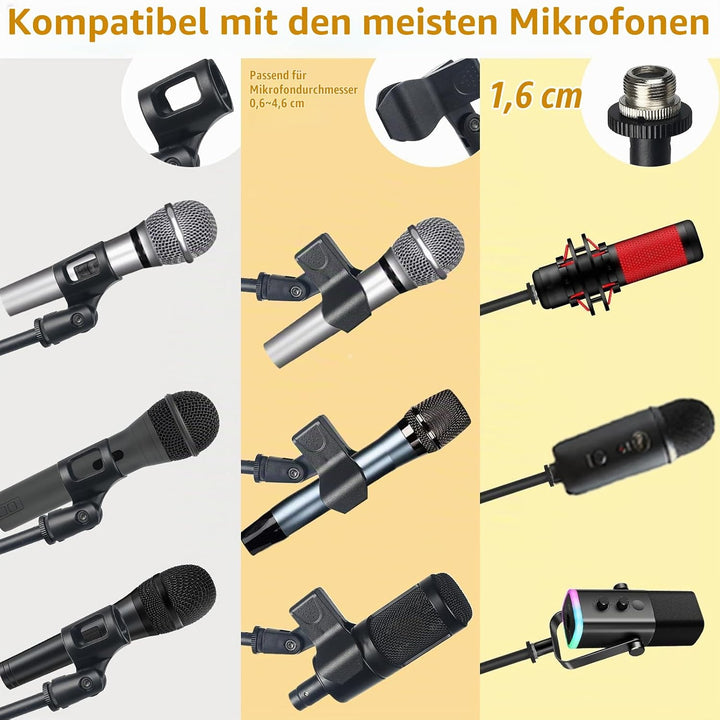 Mikrofonständer Boden Mikrofonstativ für Blue Yeti Samson Q2U Fifine K6 mit Schwenk Arm, Tragetasche
