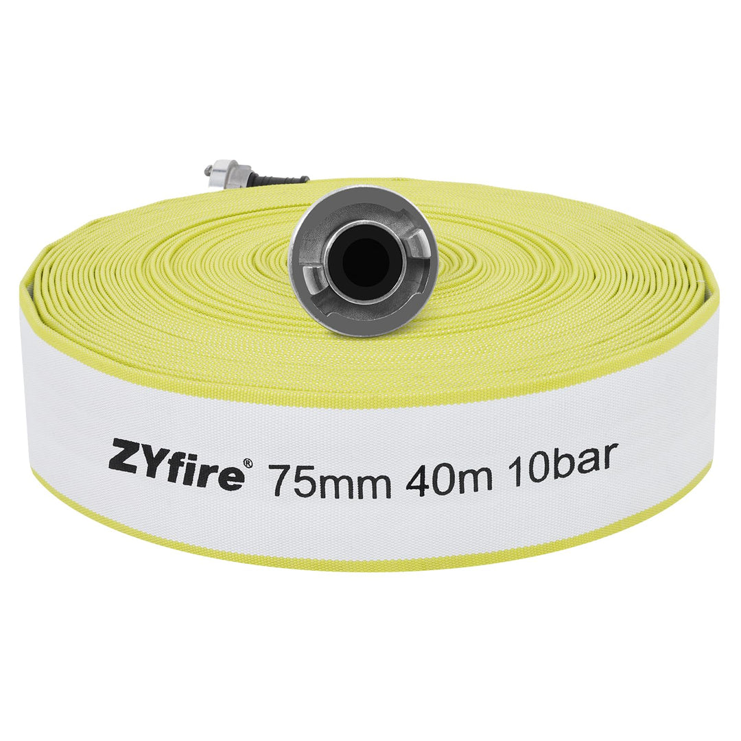 ZYfire Feuerwehrschlauch 75mm x 40m | 3 Zoll Schlauch mit B-Storz Kupplung | 10 Bar Betriebsdruck, -