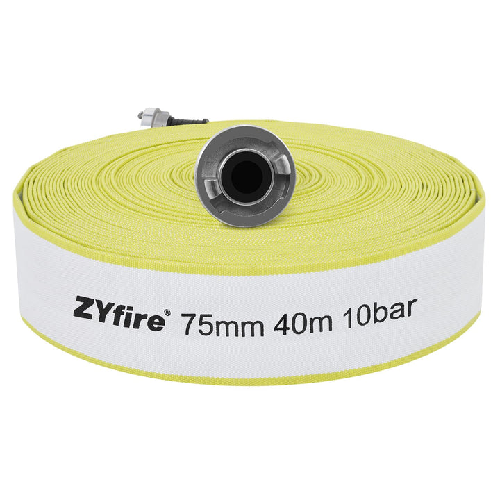 ZYfire Feuerwehrschlauch 75mm x 40m | 3 Zoll Schlauch mit B-Storz Kupplung | 10 Bar Betriebsdruck, -