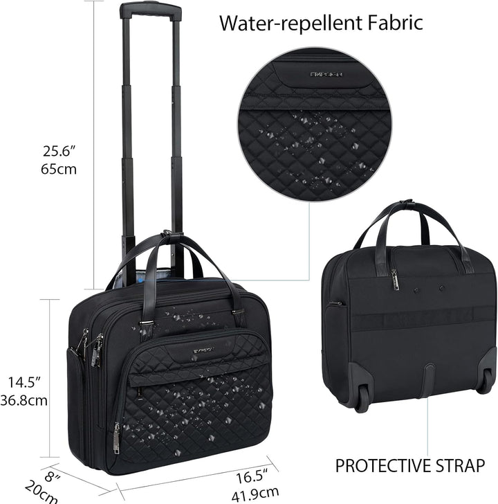 EMPSIGN Trolley Business Rolling Laptop mit Rädern, Rolling Laptoptasche für Frauen passt bis zu 15.