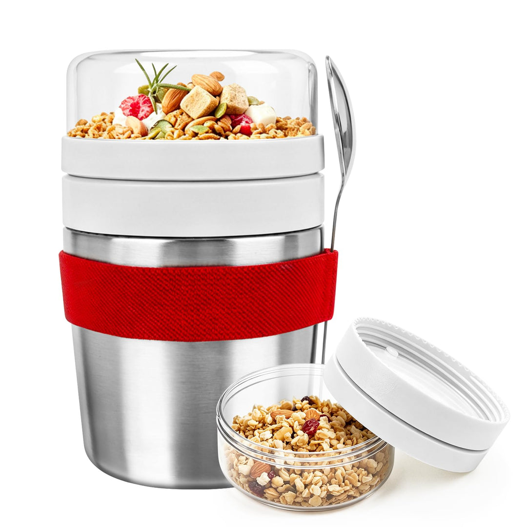 Müslibecher to GoEdelstahl Müslibecher to go 500 ml + 220 ml Inklusive Löffel, auslaufsicher und iso