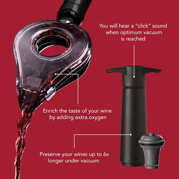 Vacu Vin 3890760 Air Deluxe Wine Accessory Set, Kunststoff, Schwarz