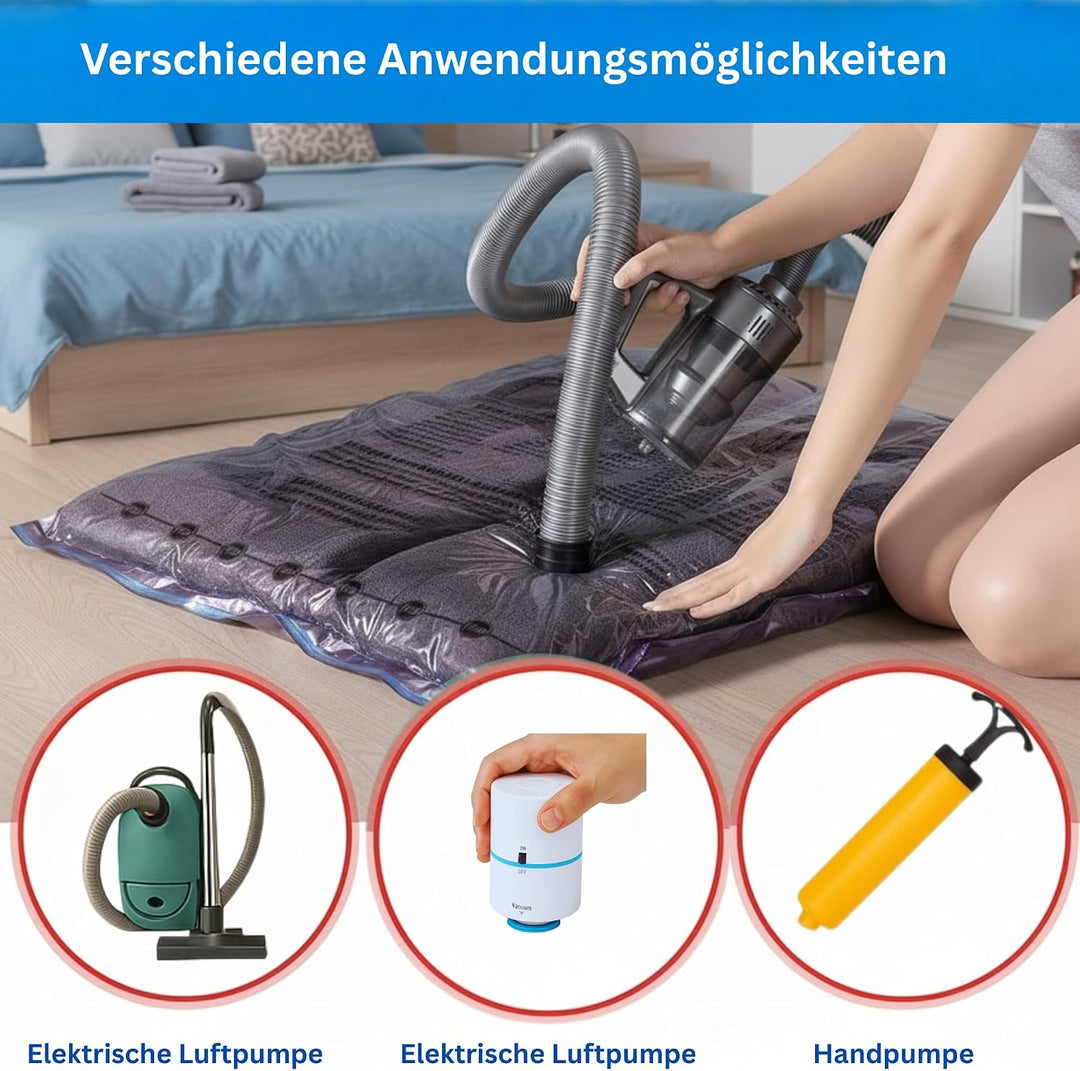 Vakuumbeutel 6er Set M 60x40 cm — Luftdichte Aufbewahrungsbeutel für Kleidung, Bettdecken &amp; Kissen |