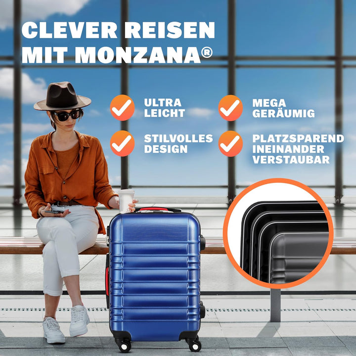 Monzana® Kofferset Baseline Hartschalen Koffer S-M-L-XL Gel-Griffe 4 Rollen ABS Hardcase Schloss Füs