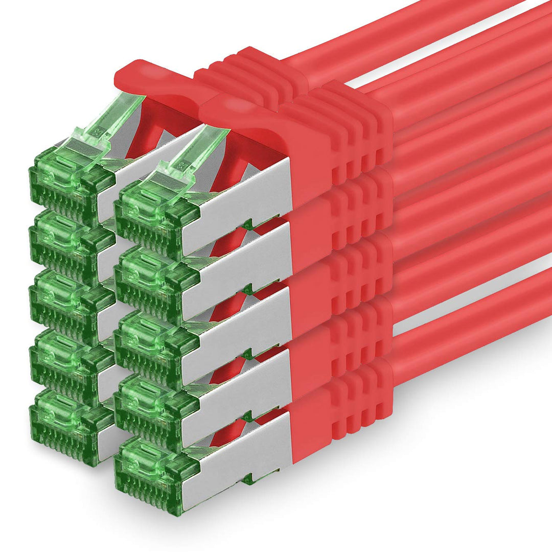 Cat7 Netzwerkkabel 5m - Rot - 10 Stück - Cat 7 Ethernetkabel Lankabel Lan 10Gbits Patchkabel Rj45 fü