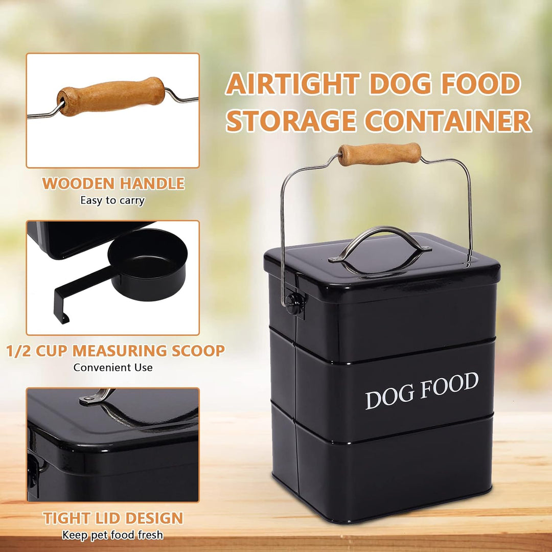 Geyecete - Futtertonnen für Haustierfutter, Vorratsbehälter mit Deckel und Schaufel, Metall futterbo