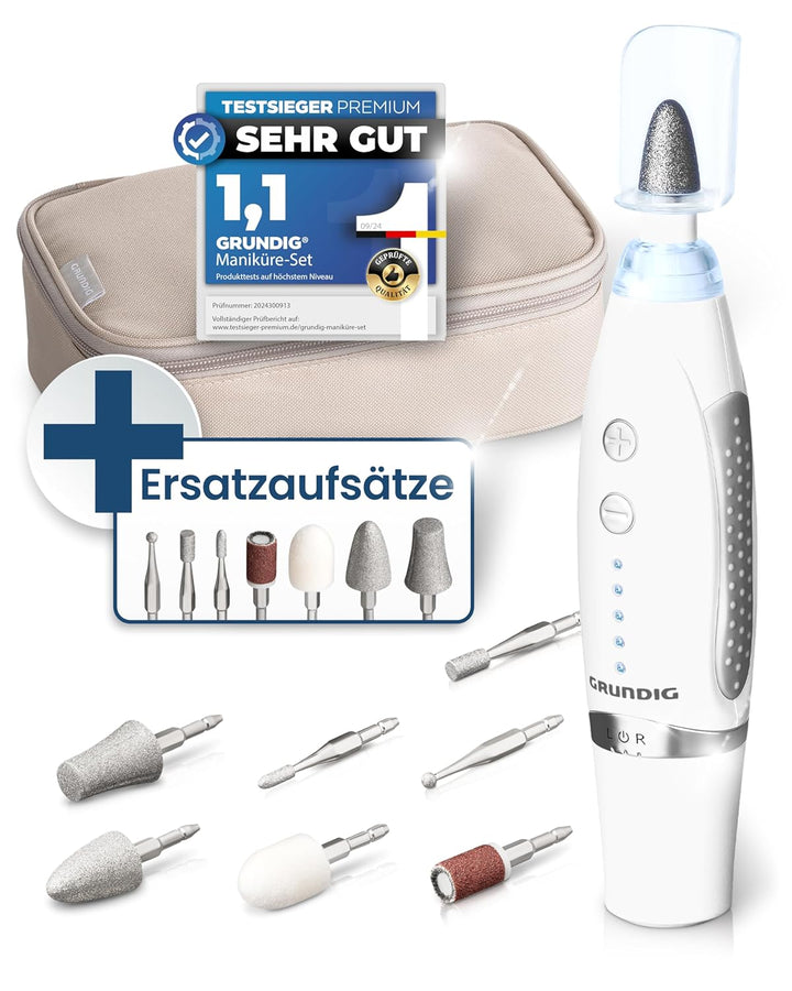GRUNDIG Maniküre Set elektrisch - Schöne Nägel dank Power LED und 17tlg Saphir Zubehör Pediküre Fuss