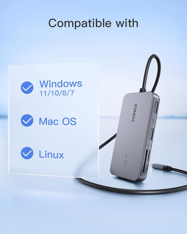 Inateck 7 in 1 USB C Hub mit 4K HDMI, PD 100W, 3 USB A 3.2 10Gbps, SD/TF Kartenleser, 50cm Kable, ko