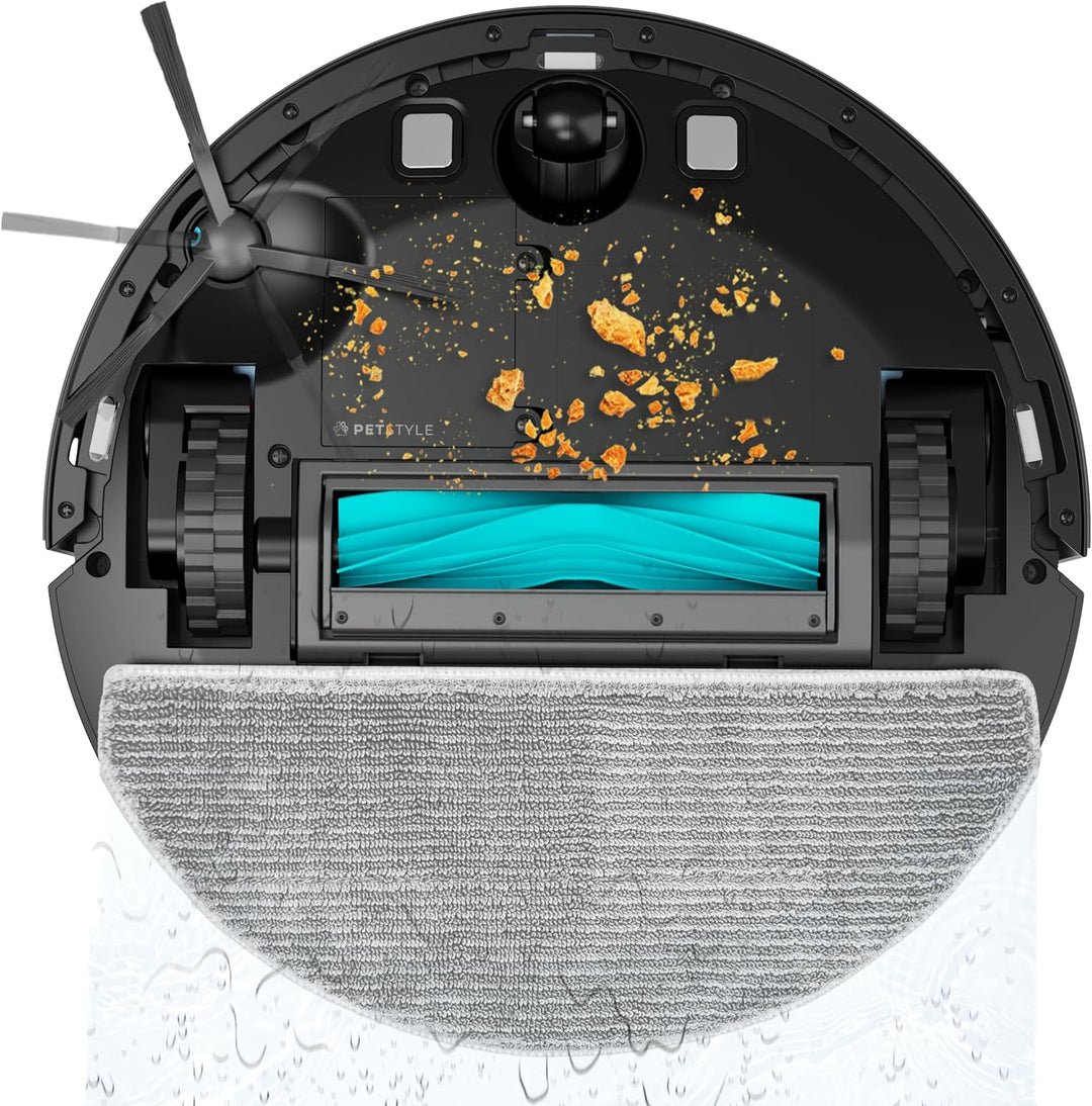 Cecotec Saugroboter mit Wischfunktion Conga Y90 Dark. 25.000 Pa, KI-Objekterkennung, Laser-Navigatio