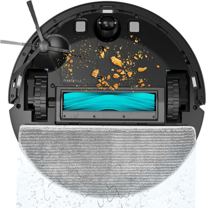 Cecotec Saugroboter mit Wischfunktion Conga Y90 Dark. 25.000 Pa, KI-Objekterkennung, Laser-Navigatio