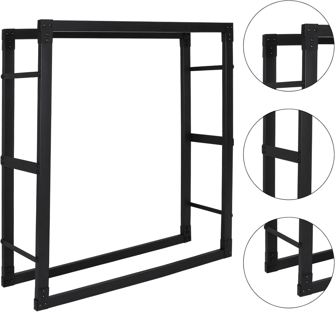 Jopassy Kaminholzregal innen metall 100x25x100CM Brennholzregal für innen aussen, Kaminholzständer,