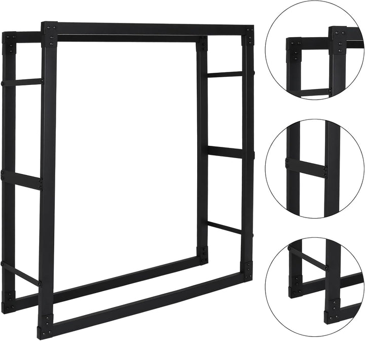 Jopassy Kaminholzregal innen metall 100x25x100CM Brennholzregal für innen aussen, Kaminholzständer,