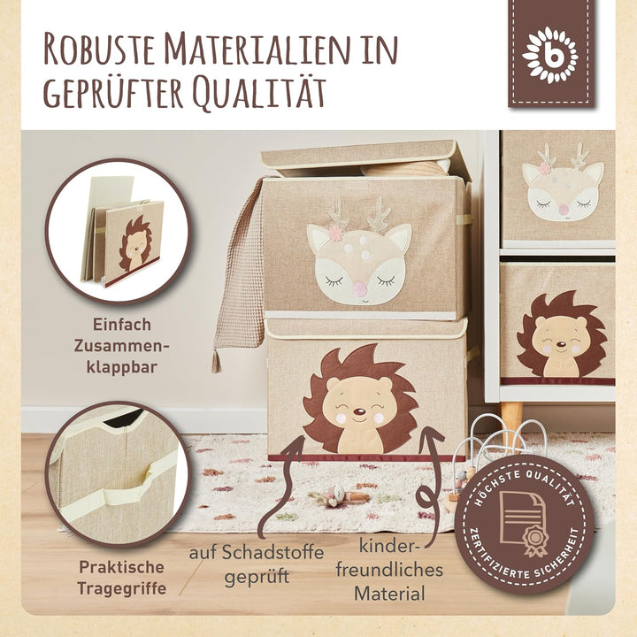 Bieco Aufbewahrungsbox mit Deckel gross für Kinderzimmer - Igel Piksi - Spielzeugkiste mit Deckel Au