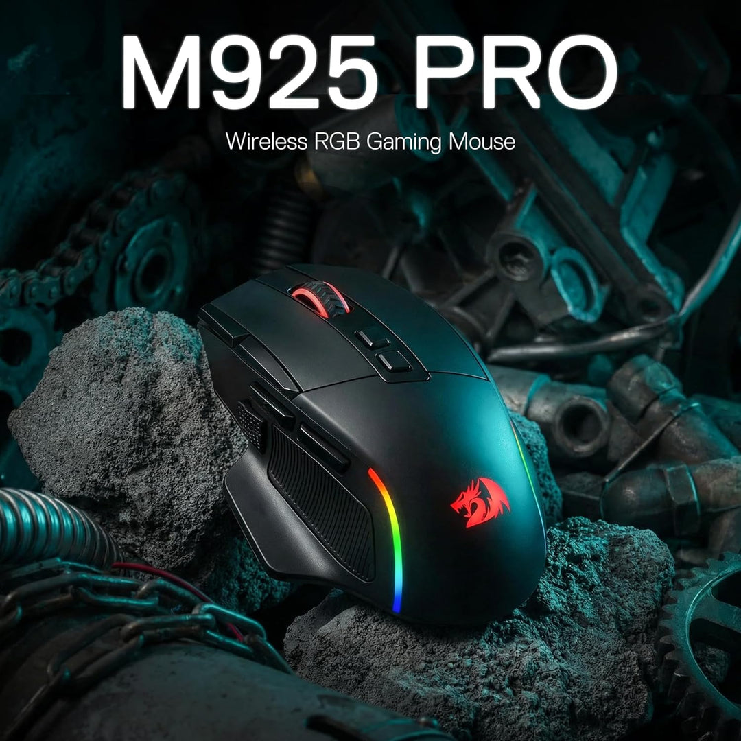 Redragon M925 PRO Kabellose Gaming Maus RGB 26000 DPI Optisch | 10 Programmierbare Tasten Ergonomisc