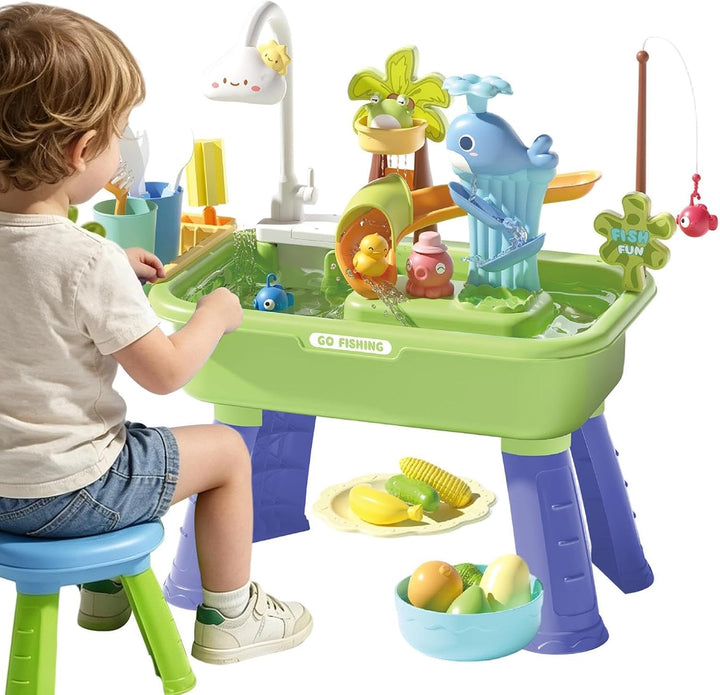 Wasserspieltisch Kinder Mit Wasserpumpe, 54x29x53 cm Grosser Wassertisch Für Kinder Mit Zubehör, Sho