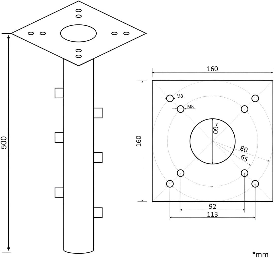 PROKIRA® Universal Bodenhülse Bodenplatte für Sonnenschirme & Wäschespinnen Gartenschirm, Schirmstän