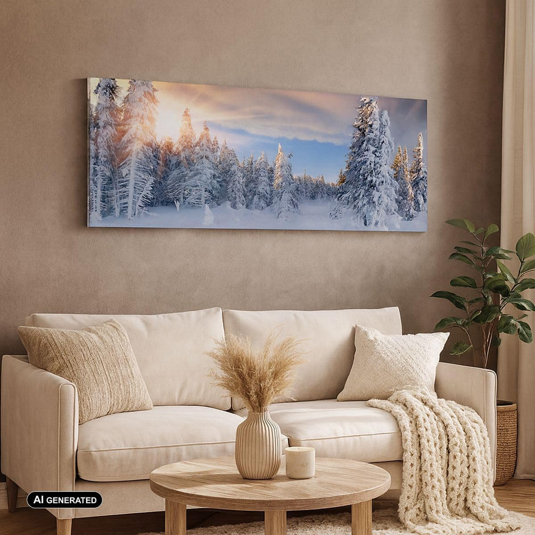 Wandbilder Dekoration Wohnzimmer Abenteuer alpen winter schnee Panorama Bilder auf Leinwand 120x50cm