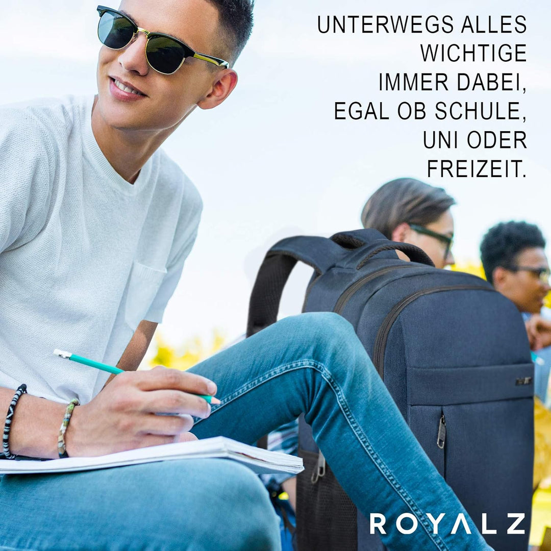 ROYALZ Schul Rucksack 15,6 Zoll Laptopfach Rucksäcke Schulrucksack gross viele Fächer für Schule Uni